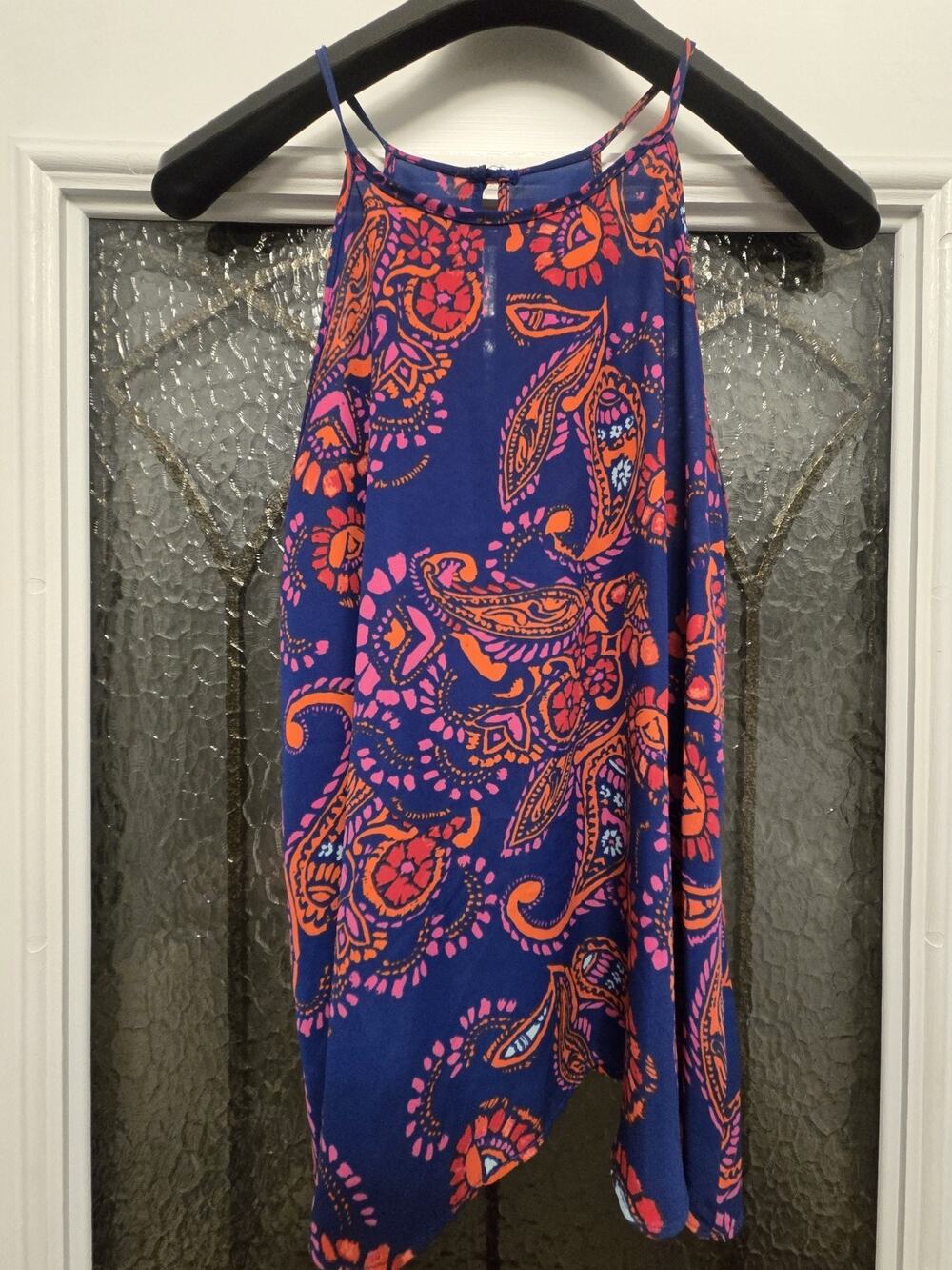 Everly Women's Paisley Halter Camisole Tank Top Blue Orange Pink Size M